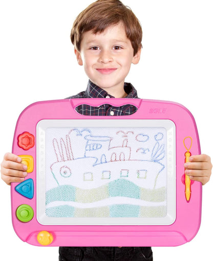 SGILE Toddler Toys for Kids, Large Magnetic Drawing Board for Birthday Gift, Toys for 1 2 3 4 Year Old Girls Boys, Etch & Sketch Pad with 4 Stamps, Learning and Educational, 16 ×13 in, Blue