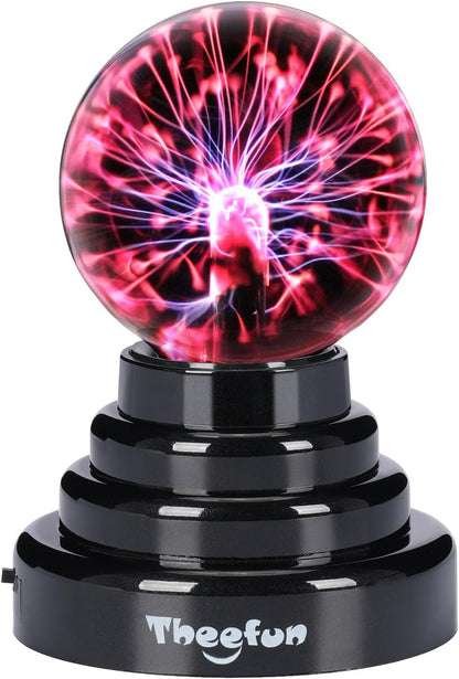 Theefun Plasma Ball, 3 Inch Plasma Lamp, Touch Sensitive Plasma Globe USB or Battery Powered Nebula Thunder Lightning, Novelty Toy for Kids, Parties, Prop, Bedroom, Home, Decoration