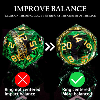 Magic Golden Ring DND Dice Set Sharp Edge Red Resin Dice with Box, for use with Dungeons Dragon RPG D&D Tabletop Games Lord D and D Polyhedral Dice Set