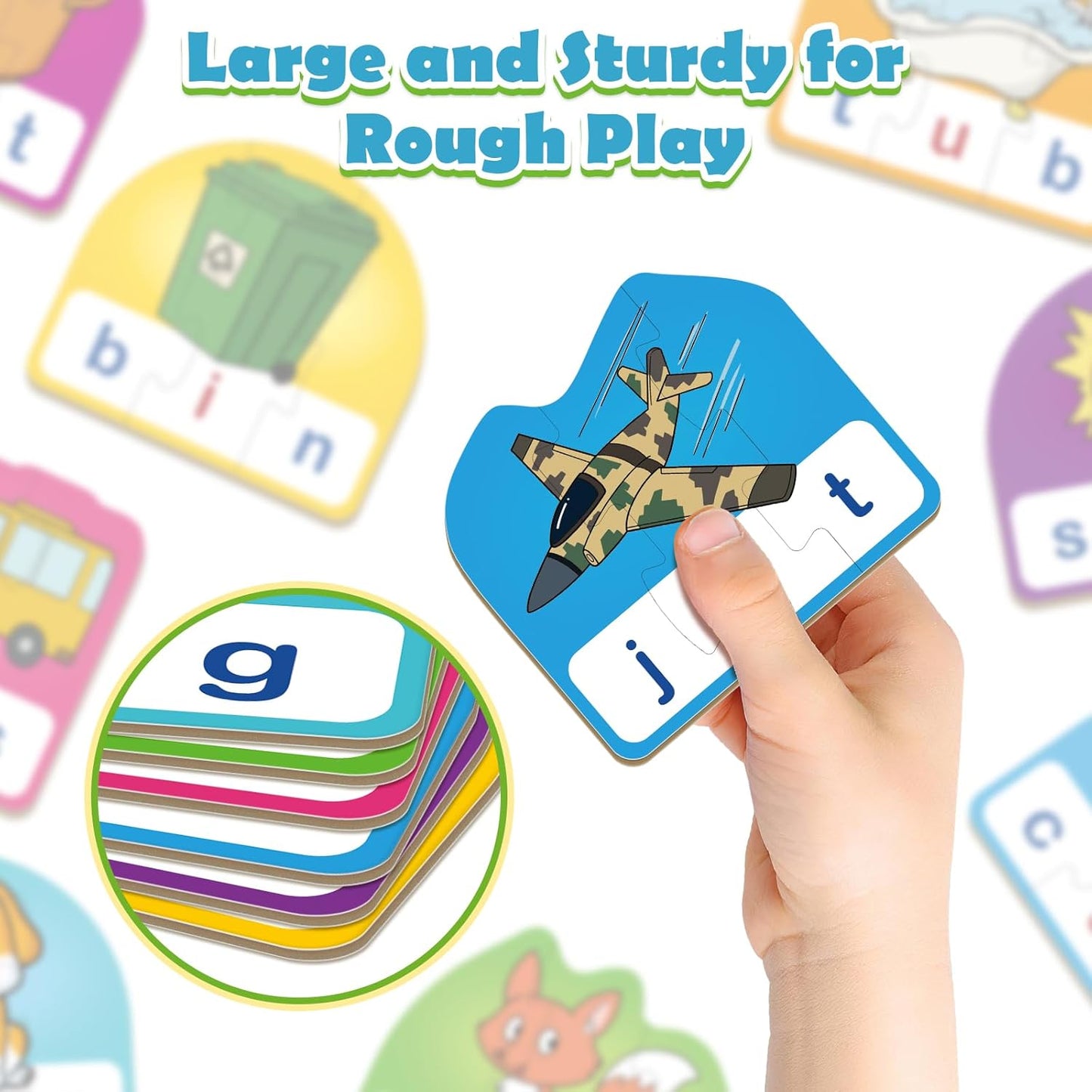 CVCC & CCVC Puzzle Cards for Kids,Phonics Games,Speech Therapy Toys for Toddlers,3 Alphabet Letter Word Puzzle,Learning Reading Spelling Games,Preschool Kindergarten Classroom Must Haves