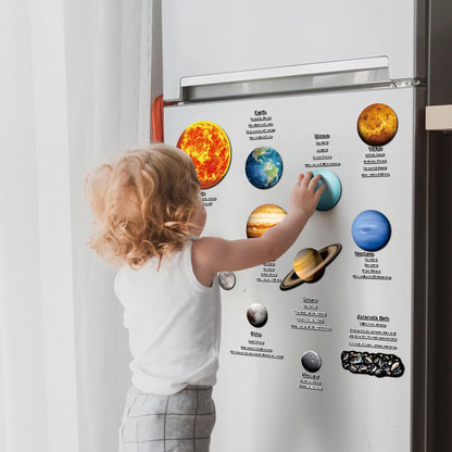 Crtiin 70 Pcs Giant Magnetic Solar System Planet Magnetic for Fridge Planets Whiteboard Display Magnets for Kids Solar System Toys Reusable Educational Learning Toys Kit for Kid Toddler Classroom Home