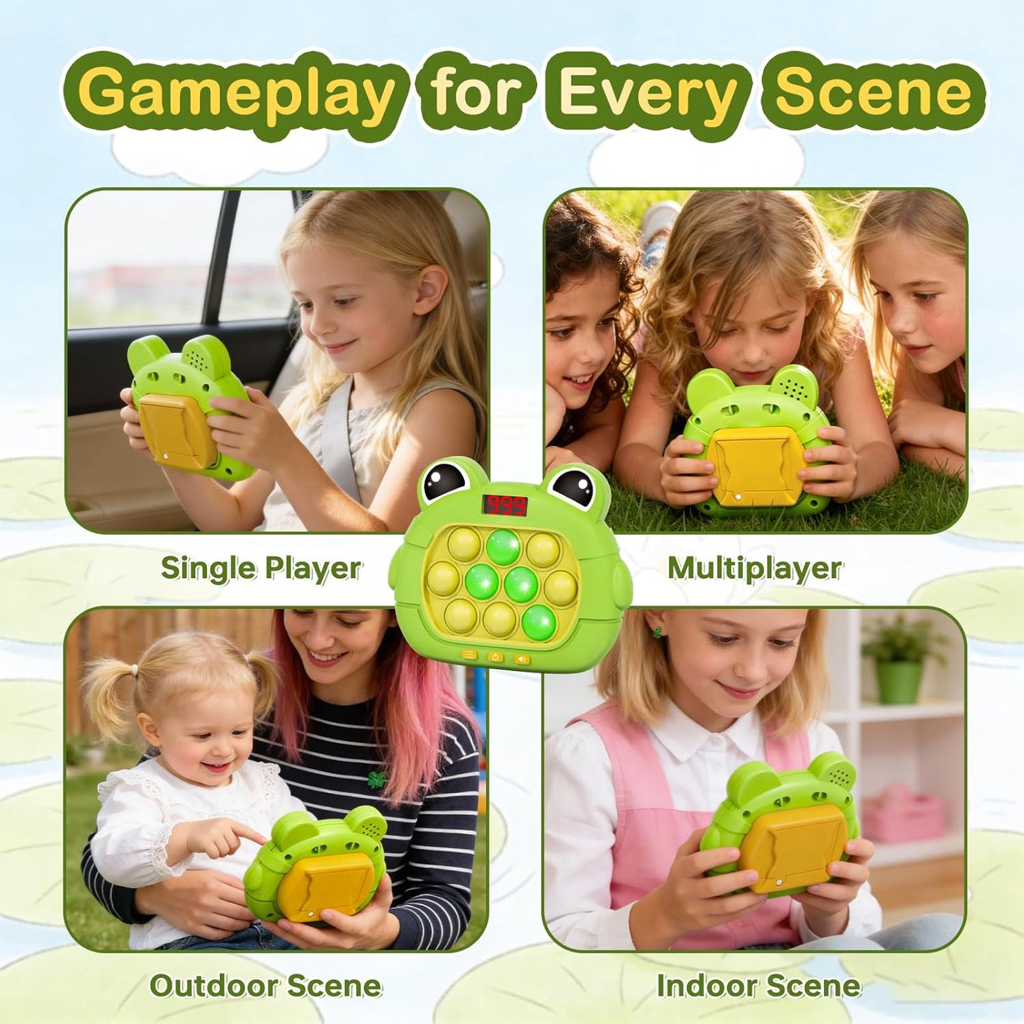 Narotood Quick Push Pop Game - Light Up Bubble Fidget Toy for Kids & Adults, Handheld Puzzle Game Sensory Toys, Great Gift for Christmas, Easter & Birthdays for Boys and Girls Ages 3-12 (Bear)