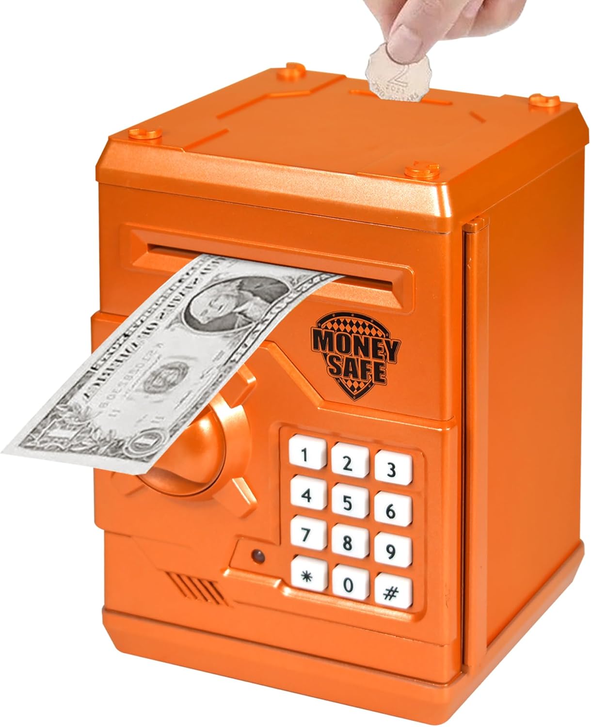 Piggy Bank Electronic Mini ATM for Kids Baby Toy, Safe Coin Banks Money Saving Box Password Code Lock for Children,Boys Girls Best Gift (Silver)