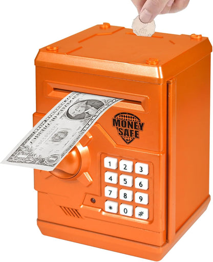Piggy Bank Electronic Mini ATM for Kids Baby Toy, Safe Coin Banks Money Saving Box Password Code Lock for Children,Boys Girls Best Gift (Silver)