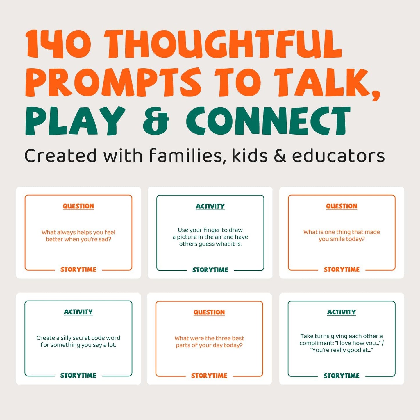 Storytime – A Thoughtful Family Conversation Card Game for Meaningful Everyday Moments, 140 Prompts for Kids Ages 5–10 (Kids Edition)