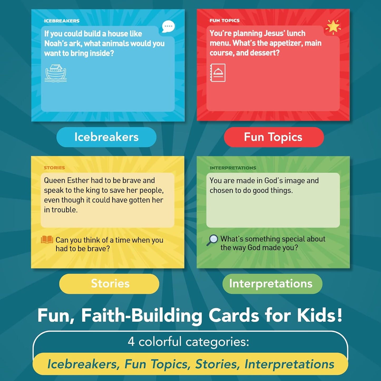 Kulture Games - Bible Conversation Cards for Kids - Christian Family Games - Faith Based Educational Card Games - Sunday School Christian - Gifts Learning - Ages 6+