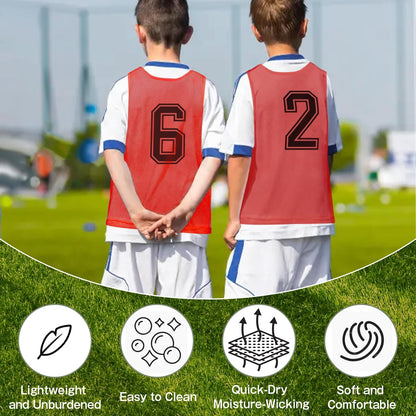 6 Pcs Pinnies Team Practice Vests with Numbers for Child Youth Teen Adult,Ideal for Soccer, Football,Basketball