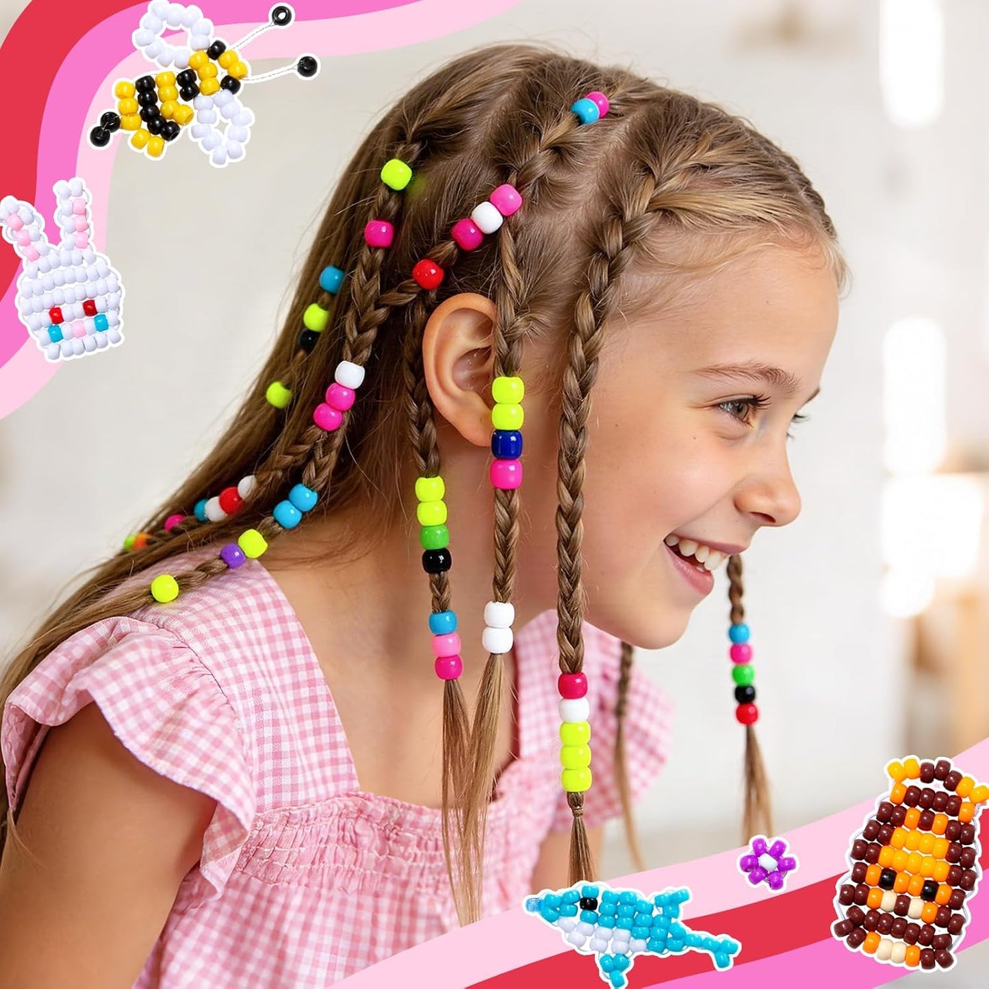 Umikk 10,000 Pcs Pony Beads, 30 Assorted Colored Beads for Bracelets Making Hair Braiding Kandi Friendship Bracelet Bead for Craft Jewelry Making Christmas Gifts (5.73LB, Boxed)