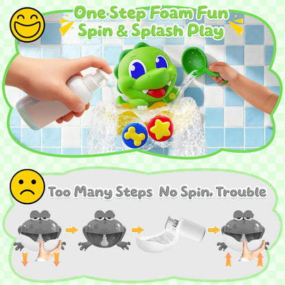 Dinosaur Baby Bath Toys for 1 2 3 Year Old Boys, Dino Bath Bubble Machine with Rainbow Lights & Water Scoop,Fun Toddler Toys Baby Shower Bathtub Toys Birthday Easter Gifts for Kids Age 1-3 Year Old