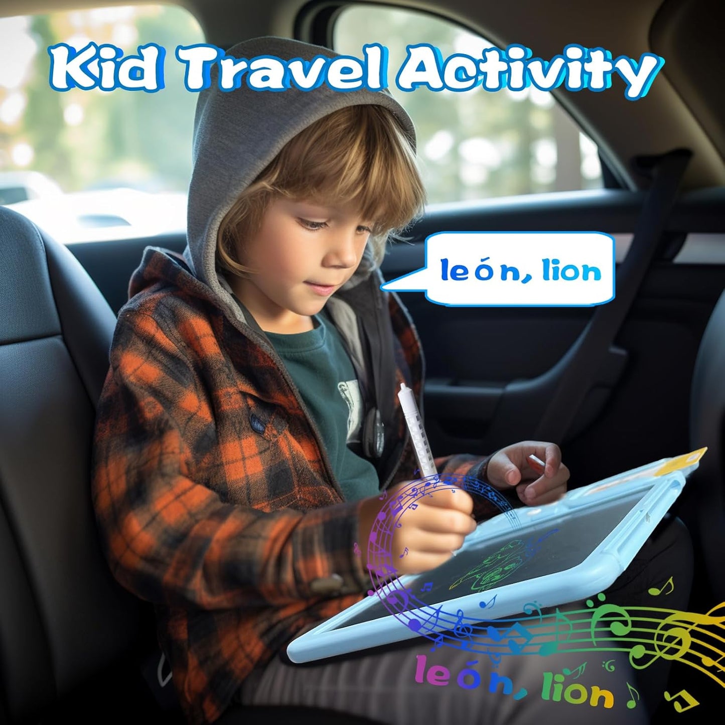 Talking English & Spanish Flash Cards - 8" LCD Writing Tablet for Kids 3-12, Bilingual 510 Sight Words, Toddler Pocket Speech, Drawing Sketch Pad, Autism Toys for Boys (Spanish, Blue)
