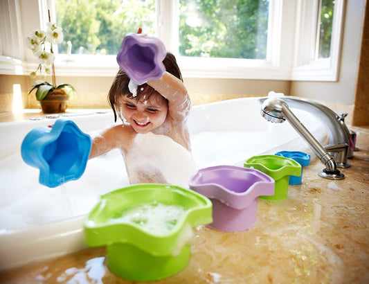 Green Toys Stacking Cups, Purple/Blue/Green - 6 Piece Motor Skills, Building, Stacking Toy Set. Safe for Babies and Toddlers. Dishwasher Safe, Recycled Plastic, Made in USA.