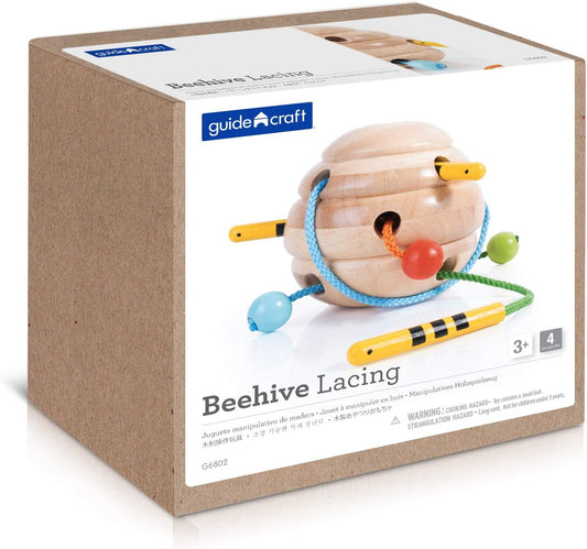 Guidecraft Beehive Lacing, Manipulative Threading Preschool Toy for Kids - Basic and Life Skills Toys