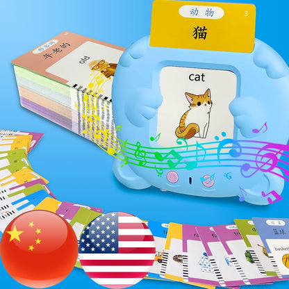 English Flash Cards Bilingual - Japanese Talking Flash Cards for Kids, Pocket Speech for Toddlers 3-12, 510 Sight Words of 31 Varieties, Sensory Toys Children with Autism (Japanese, Blue)