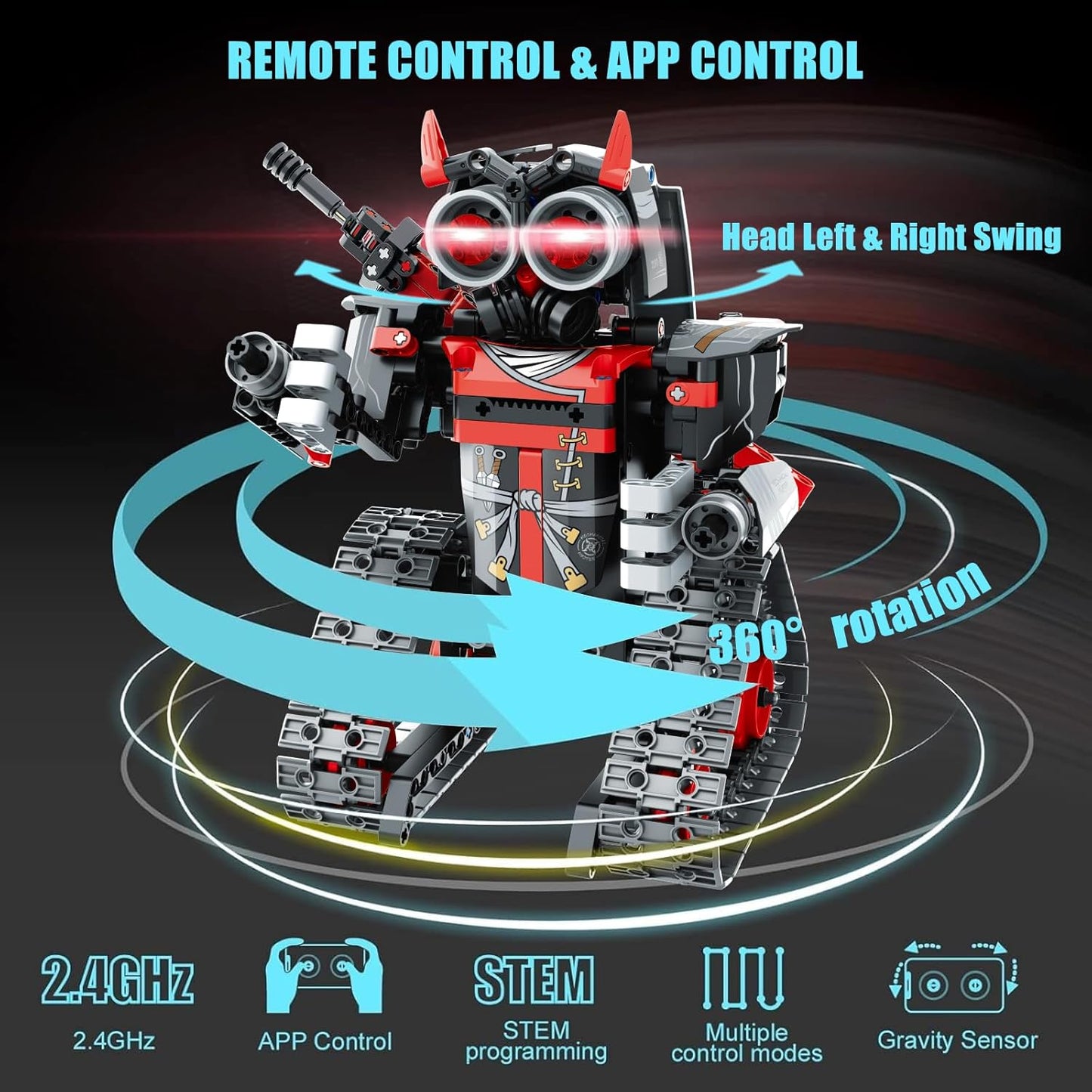 STEM Robot Building Kit, 3 in1 Remote & App-Controlled Robotic Toys, Robot Building Blocks Set with LED Eyes & Sound, Christmas Birthday Gifts for Boys Girls Age 6 7 8 9 10 11 12+ Year Old (433 Pcs)