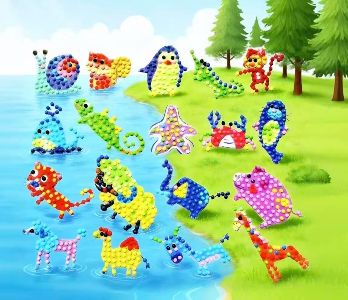 FONYANE Diamond Art for Kids & Girls & Boys,Gem Art Animal Stickers Craft Kit for Kids Ages 4-6-8-10-12,Arts & Crafts for Boys Girls Birthday Party Gift Toy