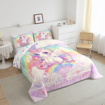 Castle Fairy Drum Kit Comforter Set,Musical Instruments Bedding Set for Kids Girls Women,Adults Rock Music Comforter,Neon Lighting Quilted Duvet Set Bedroom Collection Twin Size 2Pcs