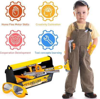 Kids Tool Set – Zealous 48 pcs Toddler Tool Set with Tool Box & Electronic Toy Drill, Pretend Play Kids Toys, Toy Construction Tools for Kids Ages 3,4,5,6,7,8 Years Old (A-Orange)