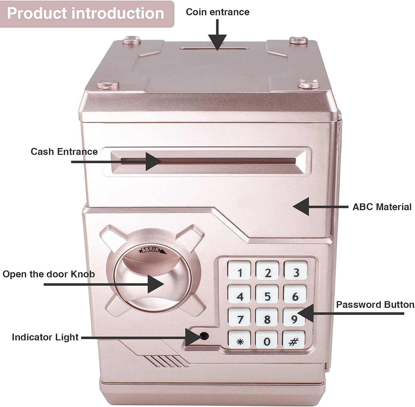 HUSAN Piggy Banks Money Banks for Kids, Electronic Password Code Money Banks ATM Banks Box Coin Bank for Children Boys and Girls (Grey Bue)
