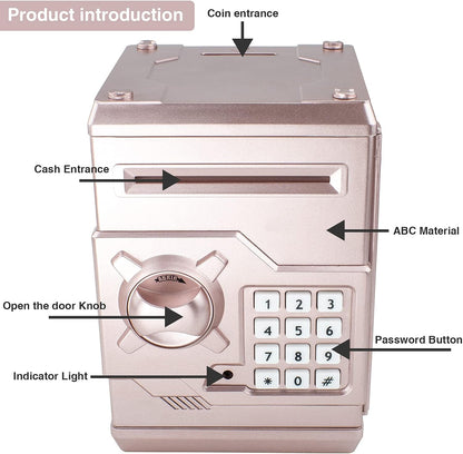 HUSAN Piggy Banks Money Banks for Kids, Electronic Password Code Money Banks ATM Banks Box Coin Bank for Children Boys and Girls (Grey Bue)