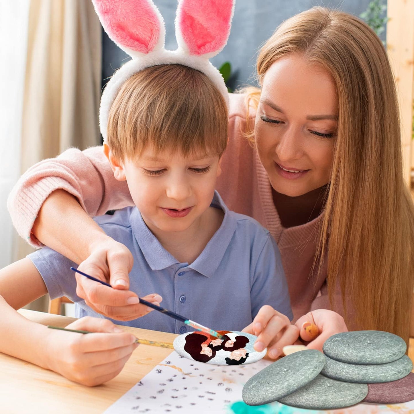 River Rocks for Painting 45 Pcs Large 2-3 Inch Flat Smooth Painting Stones Craft Rock to Paint for Kids Crafts Painting Bulk
