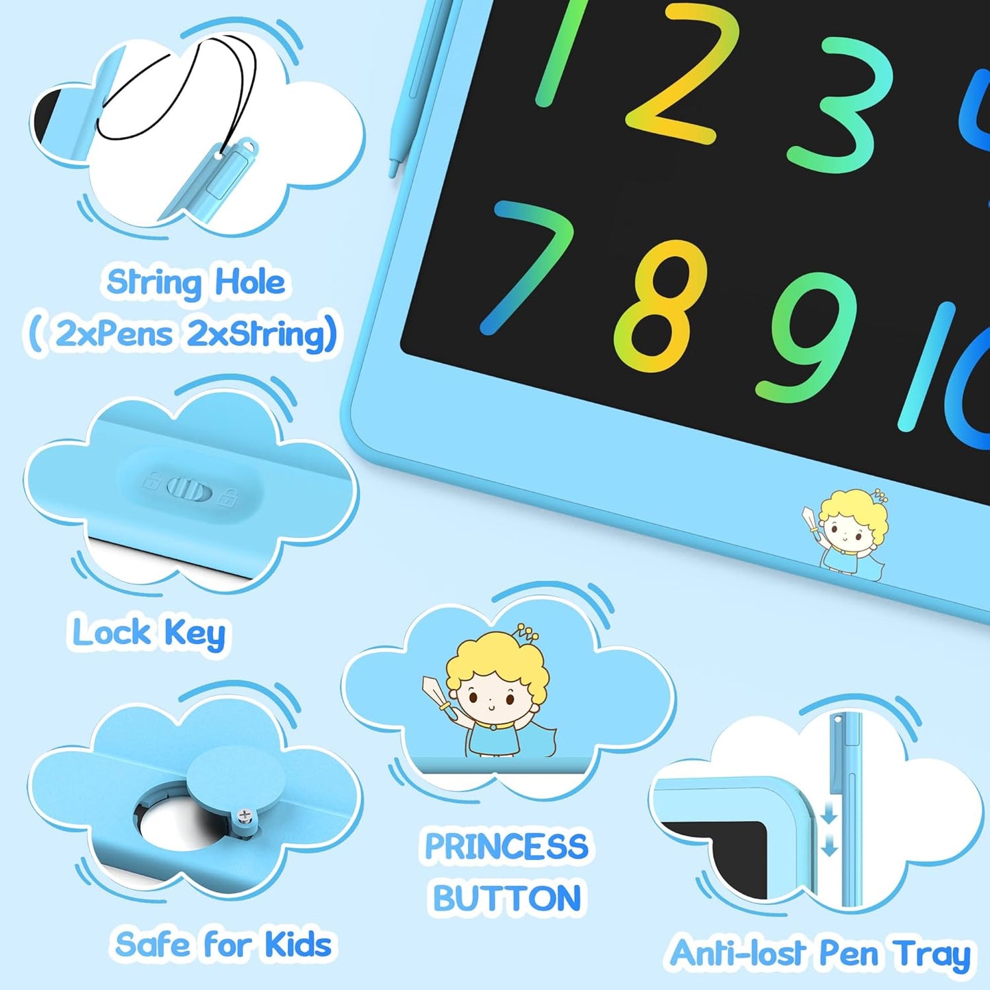 Hockvill LCD Writing Tablet for Kids, 16Inch Toys for Girls Boys Drawing Pad for 3 4 5 6 7 Year Old Kid, Toddler Doodle Board Christmas Birthday Gift for Kids，Erase Lock Writing Board