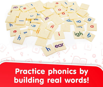 Junior Learning: Spell The Beans - Word Building Game, Tile Flipping & Collection Play, Color-Coded Letters, Early Reader & Literacy Skills, Kids 5+