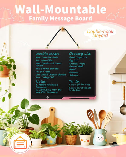 Magnetic LCD Writing Tablet for Fridge, 13 Inch Writing Tablet for Kids, Toddler Drawing Pad, Learning Toys for Boys Girls Ages 3.4.5.6.7.8, Writing Board for to-Do Lists and Family Messages (Blue)