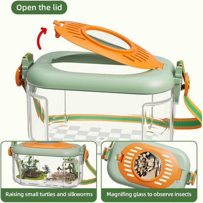 Bug Catcher for Kids Explorer Bug Catching Kit,Magnifying Glass, Tweezers, Whistle & Compass, Learning Guide, Insect Habitat, Outdoor Toys(3 Year +) (Kids Bug Catcher Set)