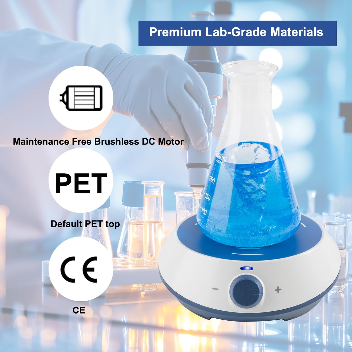 ONiLAB Magnetic Stirrer with 8PCS stir bar Set and stir bar Retriever, Magnetic Mixer Max Stirring Capacity 3000ml(No Heating)