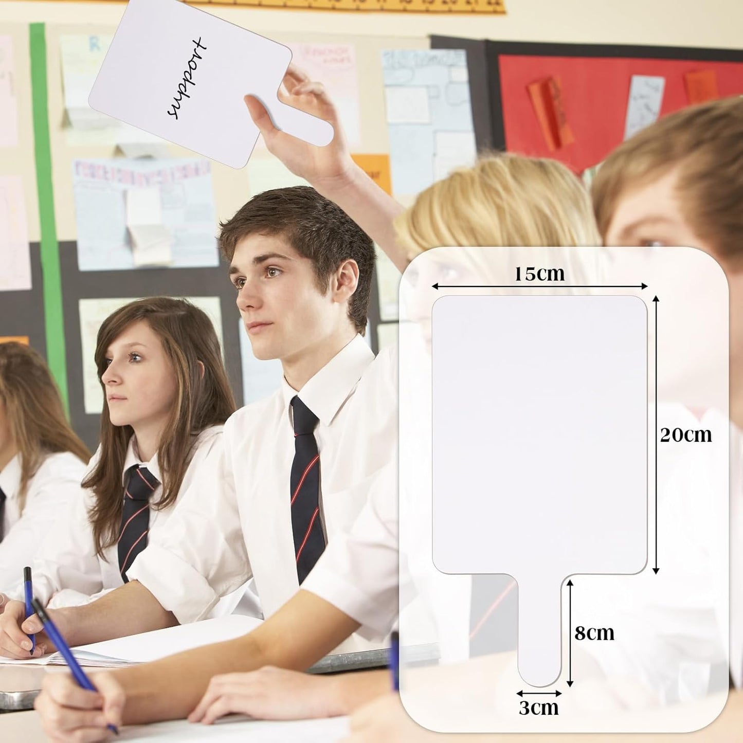 Seajan 100 Pcs Auction Bidding Paddles Bulk Answer Numbers Voting Blank Fans Dry Erase Boards Doubled Sided Handheld for Back to School Supplies(White,Round)