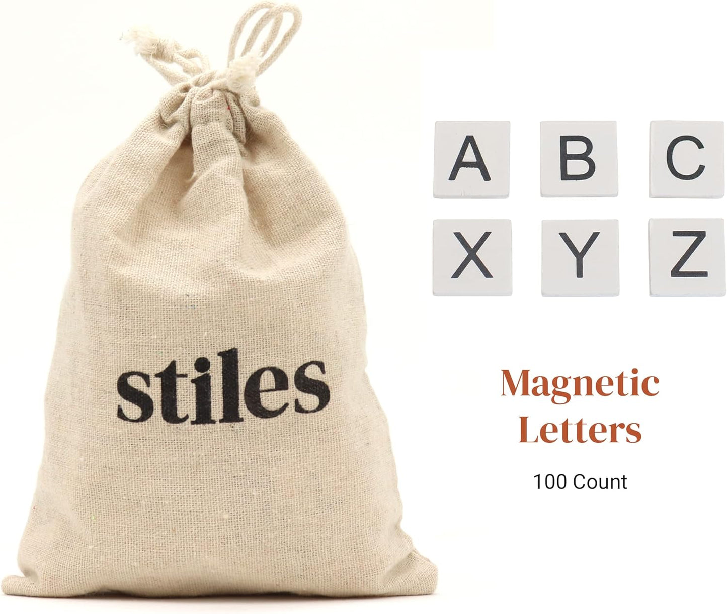 Stiles 100 Piece Wooden Magnetic Letter Tiles - Grey