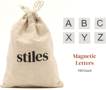 Stiles 100 Piece Wooden Magnetic Letter Tiles - Grey