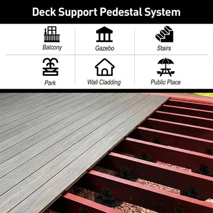 10-Pack Adjustable Deck Support Pedestal for Floating Deck Platform, Height Adjustment Range from 1-3/16" to 2-3/8", Black, Durable Deck Blocks, Easy Installation, Versatile Use