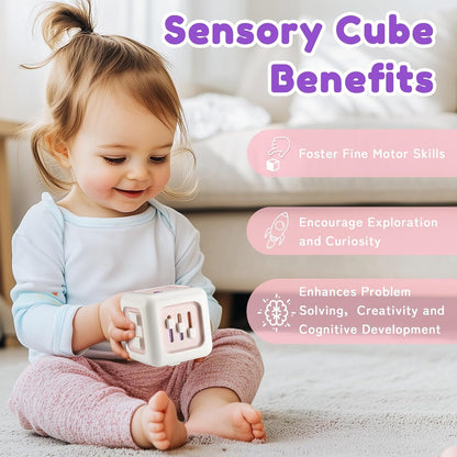 SOCBTNSO Busy Cube Toy for 1 Year Old Boy, Montessori Toys for 1+ Year Old, Travel Sensory Toys for Toddlers 1-3, Learning Fine Motor Skills| 1st Birthday Gifts 6 9 12 Months Baby