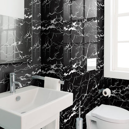 20-Pack Peel and Stick Gilded White Marble Tiles (11.8" x 11.8") – 19.4 Sq. Ft. Waterproof PVC Shower & Backsplash Tiles for Bathroom, Kitchen, and Living Room – Self-Adhesive, Easy Installation