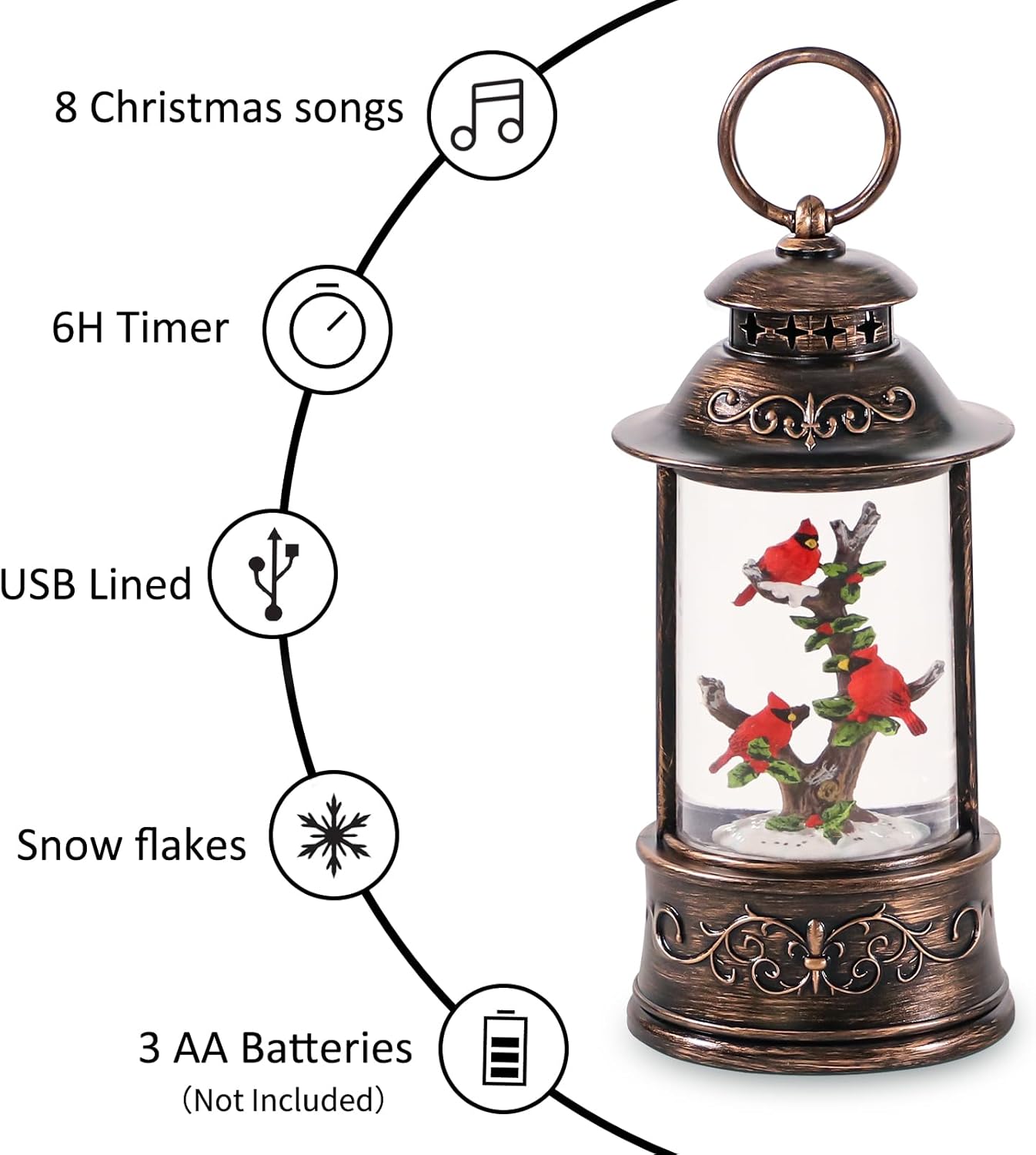 Large Christmas Santa Snow Globe Light up Lantern with 8 Songs, 8.7" Red Big Christmas Snow Globes for Kids Adults, 6H Timer & Dual Power, Snowglobes Christmas Decorations Indoor, Gifts for Women Men
