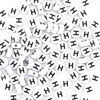 300Pcs Vowel Letter Pony Beads for Charms Bracelets Making 4X7mm Individual Round White Alphabet Beads U