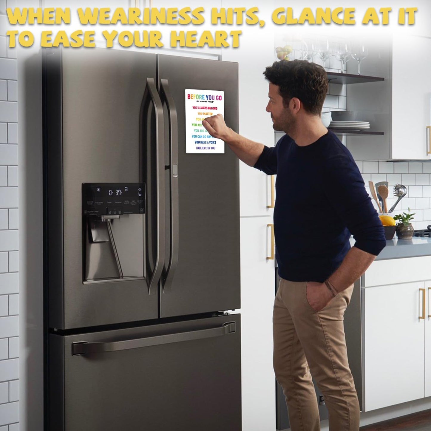 Inspirational Magnets,Motivational Magnets for Locker,8 Powerful Words for the Day Poster,Perfect for Refrigerator, Office, Locker - Ideal for Home, Students, Professionals (8 Words)