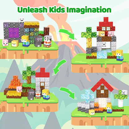 Magnetic Blocks Toys for Kids, 100 PCS Building Blocks Cubes, Stacking Magnetic Tiles Toys for Kids Toddlers Boys Girls Ages 3 4 5 6 7 8-12 Birthday Gifts Party Supplies (Underworld)
