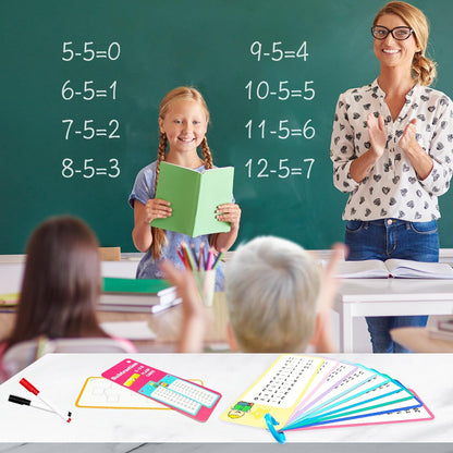 1-12 Multiplication Flash Cards, Large Math Table Flashcards, Including 15 Cards, 2 Dry Erase Markers, 1 Rings, Educational Times Table Flashcards for Classroom Home, for 1st to 3rd Grades