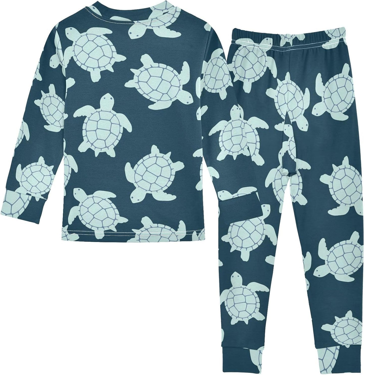 ALAZA Shark Starfish Palm Tree 2 Piece Pajama Set Long Sleeve Top and Pants Sleepwear Unisex - Colors B