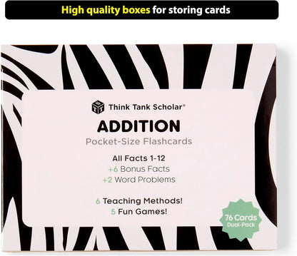Think Tank Scholar Multiplication Flash Cards (150 Facts) Times Tables Flashcards - All Facts 1-12 for Kids in 3rd, 4th, 5th, 6th Grade - 6 Math Games & Teaching Methods for Classroom/Homeschool