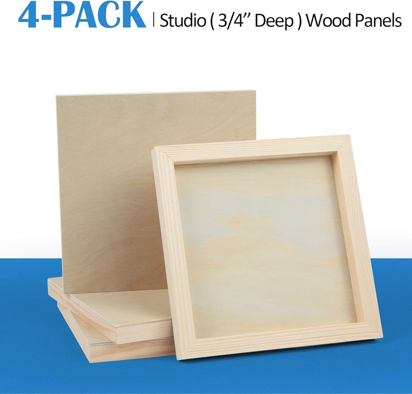 Falling in Art Unfinished Birch Wood Canvas Panels Kit, 4 Pack of 8x10’’ Studio 3/4’’ Deep Cradle Boards for Pouring Art, Crafts, Painting, and More