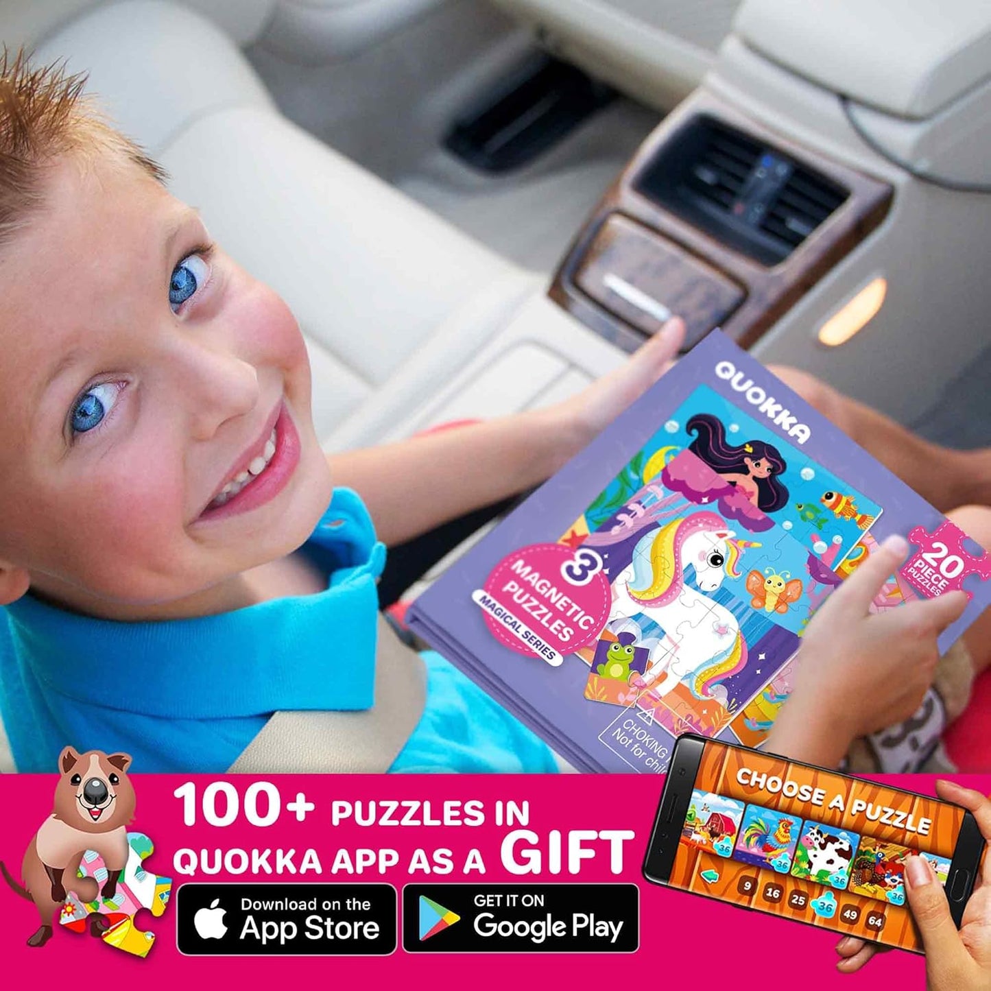 QUOKKA Magnetic Puzzles for Kids Ages 4-6 – Magnetic Fractions Learning Set for Kids 6-12 – Math Games for Homeschooling, Classrooms & Travel – 110 Magnets, 12 Task Pages, Marker – Toddler Travel Toys