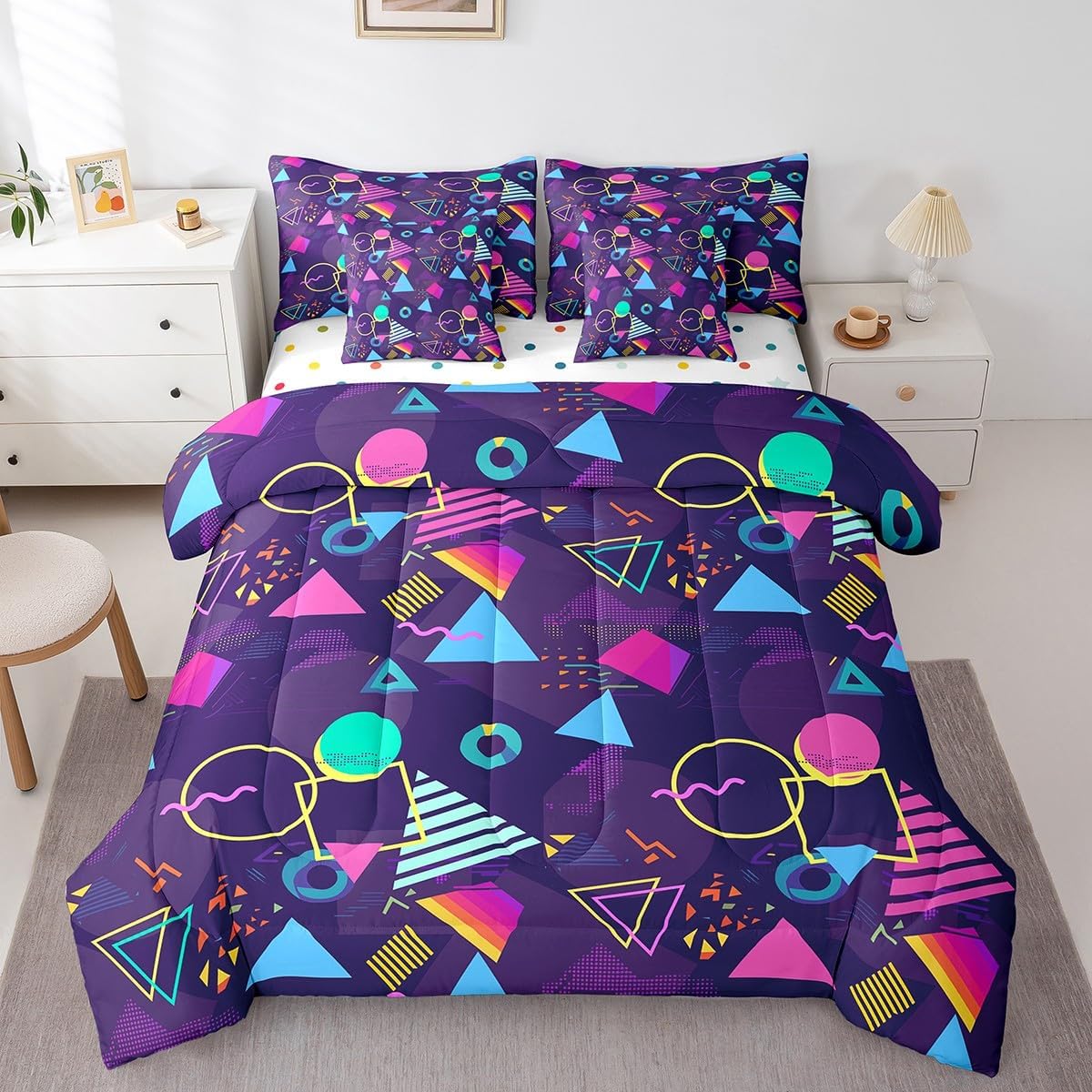 Erosebridal Chemical Equation Bed in a Bag Queen Comforter Set 7 Piece,Chemistry Bedding Sets Science Students Learning Gift Sheet Set with Comforter,Molecular Formula Education Bed Set - Colors B