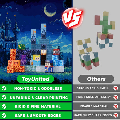 ToyUnited Magnetic Blocks-100PCS Magnetic Building Blocks Magnet Cube Toys Stacking,Build Forest World Set,STEM Montessori Sensory Toys for Kids Boys Girls Age 3 4 5 6 7 8 9 10 Easter Birthday Gift