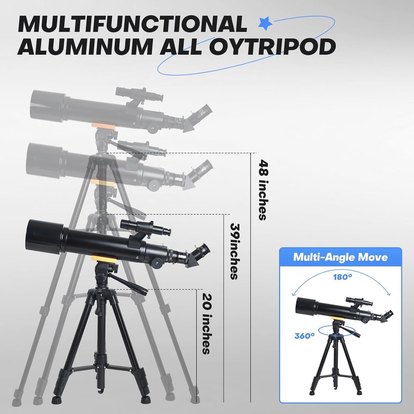 Telescope for Beginners & Kids: 70mm / 500mm Refractor (150X HD), Portable Travel Scope, Best Astronomy Gifts for Adults w/Wireless Remote, Carrying Bag. Easy Set Up