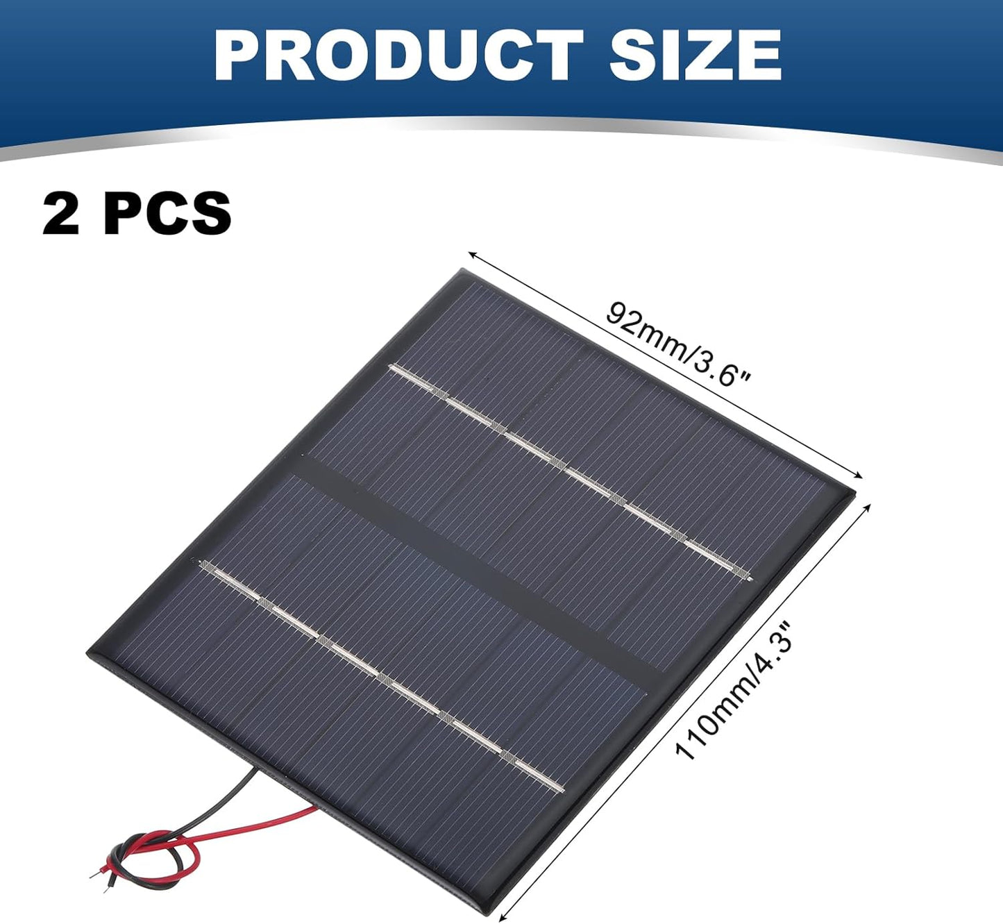 MECCANIXITY 2 Pcs 5.5V 0.44W 70mA Mini Solar Panels, Small Polycrystalline Solar Cell Panel with 2 Cable for DIY Electric Toy Materials Kits Charger, 60mm x 60mm