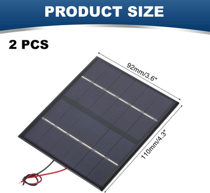 MECCANIXITY 2 Pcs 5.5V 0.44W 70mA Mini Solar Panels, Small Polycrystalline Solar Cell Panel with 2 Cable for DIY Electric Toy Materials Kits Charger, 60mm x 60mm