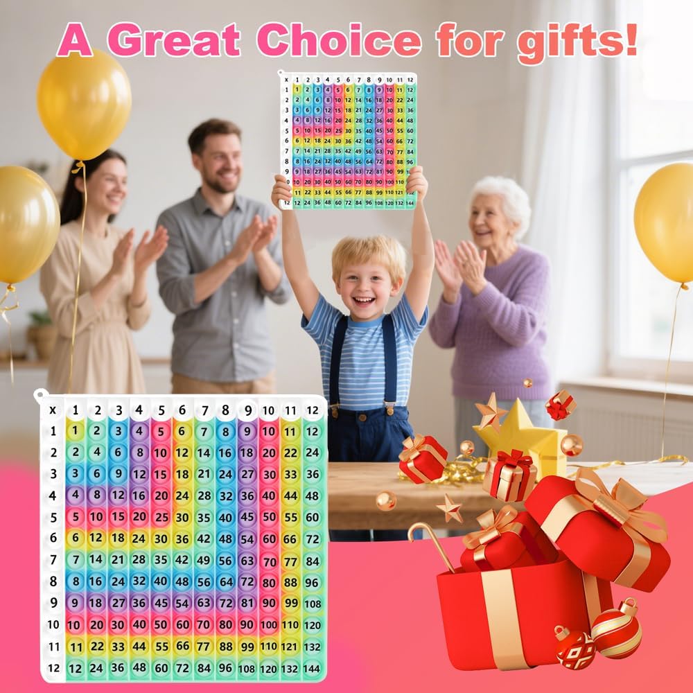 Multiplication Game Table 12 X 12 Math Flash Cards 3rd Grade Fingertip Fidget POP Toy Board Create a Variety of Multiplication additions for Teachers